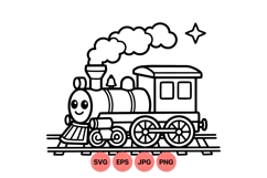 Cute Cartoon Train Locomotive Svg Clipart Design Product Image 1