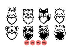 Adorable Cute Animal Heart Svg Clipart For Valentine Product Image 1