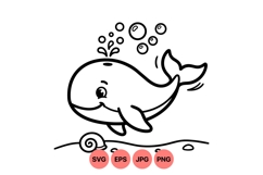 Cute Whale Cartoon Svg Clipart For Kids Product Image 1