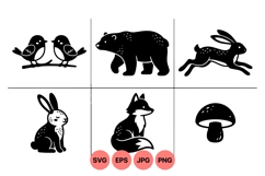Cute Woodland Animals Silhouette Vector Graphics Product Image 1