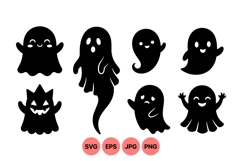 Cute Halloween Ghost Silhouette Clipart Product Image 1