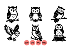 Vector Owl Silhouettes For Craft Design Use Product Image 1