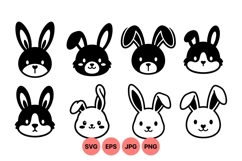 Cute Bunny Faces Vector Clipart For Crafts Product Image 1