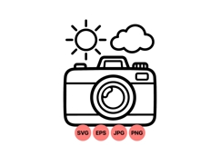 Minimalist Vector Camera Illustration With Sun And Cloud Product Image 1
