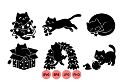 Adorable Black Cat Holiday Clipart for Crafts Product Image 1