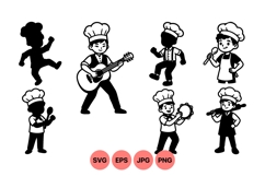 Cute Chef Kids Cooking And Music Illustration Product Image 1