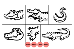 Cute Cartoon Alligator Vector Clipart Illustration Product Image 1