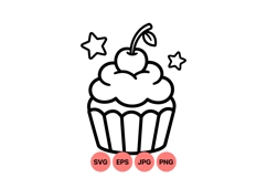 Hand Drawn Cherry Cupcake Clipart Illustration Product Image 1