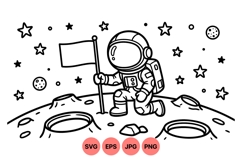 Hand Drawn Astronaut Moon Explorer Clipart Illustration Product Image 1