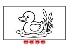 Cute Duck Vector Illustration With Pond Scene Product Image 1