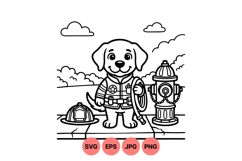 Cute Firefighter Dog Clipart For Kids Coloring Product Image 1