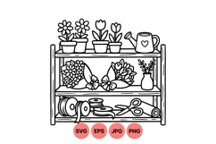 Hand Drawn Flower Shelf Clipart For Crafts Product Image 1