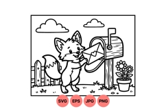 Whimsical Fox Sending Letter SVG Illustration Product Image 1