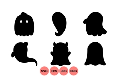 Cute Halloween Ghost Silhouettes SVG Design Product Image 1