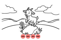 Cute Goat Illustration For Kids Coloring Pages Product Image 1