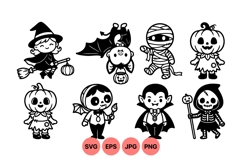 Cute Halloween Characters Clipart for Kids Crafts Product Image 1