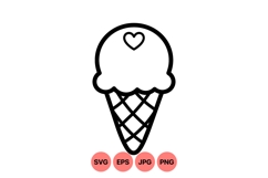 Cute Hand Drawn Ice Cream Cone Clipart Illustration Product Image 1