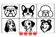 Hand Drawn Dog Faces Line Art SVG Product Image 1