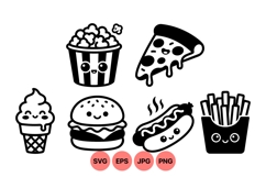 Cute Kawaii Fast Food Icon Clipart Design Product Image 1