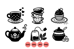 Hand Drawn Tea Time Clipart For Crafts Product Image 1