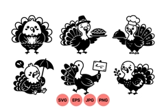 Cute Thanksgiving Turkey Cartoon Clipart Product Image 1