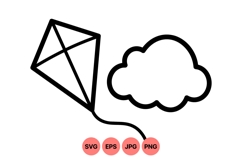 Minimalist Kite And Cloud Vector Illustration Design Product Image 1