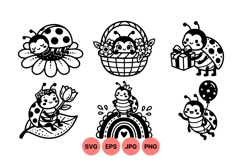 Adorable Ladybug Cartoon Clipart For Kids Crafts Product Image 1