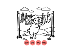 Hand Drawn Sheep Hanging Socks Vector Illustration Product Image 1
