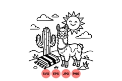 Hand Drawn Llama And Desert Scene SVG File Product Image 1