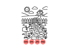 Hand Drawn Country Garden Path Clipart Illustration Product Image 1