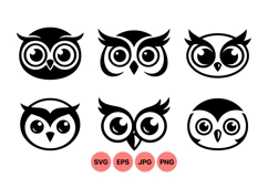 Minimal Cute Owl Face SVG Vector Illustration Product Image 1