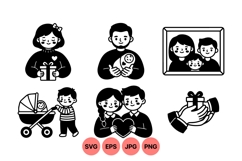 Hand Drawn Family Life Icons For Greeting Cards Product Image 1