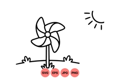 Line Art Pinwheel Vector Illustration For Kids Product Image 1