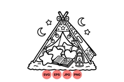 Hand Drawn Cozy Night Tent Illustration Design Product Image 1