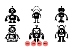 Retro Style Robot Clipart for Crafts Product Image 1