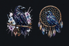 Watercolor Raven. PNG sublimation Product Image 2