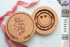 Bracelet Gift Box Laser Cut | Round Wood Box | Romantic SVG Product Image 1