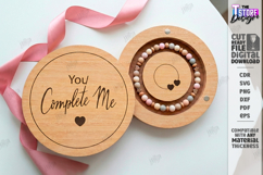 Bracelet Gift Box Laser Cut | Round Wood Box | Romantic SVG Product Image 1