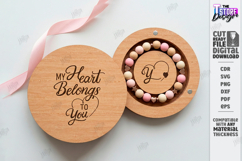 Bracelet Gift Box Laser Cut | Round Wood Box | Romantic SVG Product Image 1