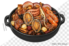 Braised Beef Ribs Seafood PNG Watercolor Clipart korean food Product Image 1