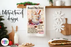 Watercolour Cocktail Recipe PNG | Christmas Kitchen Towel Product Image 1