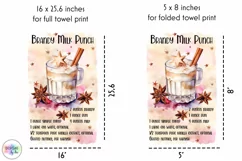 Watercolour Cocktail Recipe PNG | Christmas Kitchen Towel Product Image 2