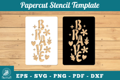 Brave Papercut Stencil SVG Product Image 1