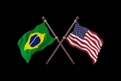 Brazil versus United States of America Two Flags Product Image 2