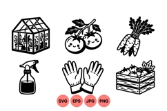 Hand Drawn Gardening Tools And Vegetable Clipart Product Image 1
