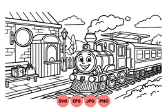 Cute Vintage Train Illustration For Kids Product Image 1