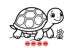 Cute Cartoon Turtle Vector Clipart Design for Kids Product Image 1