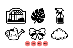 Black Outline Garden Tools And Nature Clipart Product Image 1