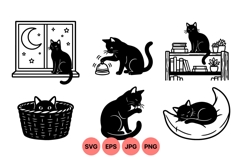 Black Cat Silhouette SVG Clipart For Crafts Product Image 1