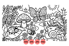 Hand Drawn Cute Garden Bugs Coloring Illustration Product Image 1